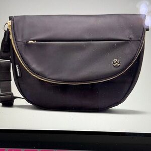 Lululemon Athletica Black Crossbody Bag with Gold Zipper All Night Festival Bag